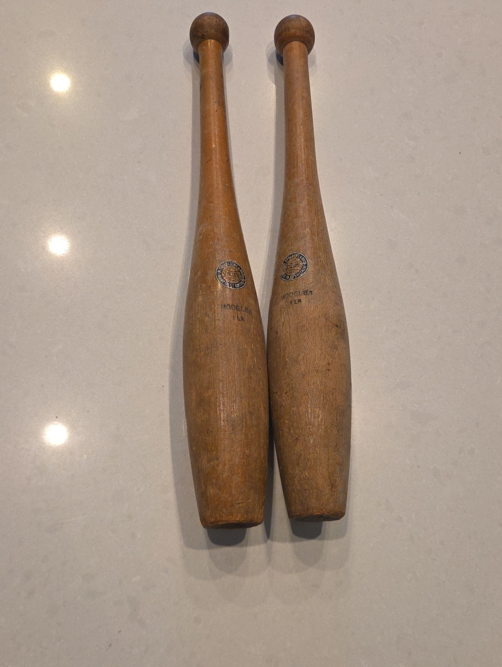 Antique Spalding Wooden Exercise Clubs - 1lb